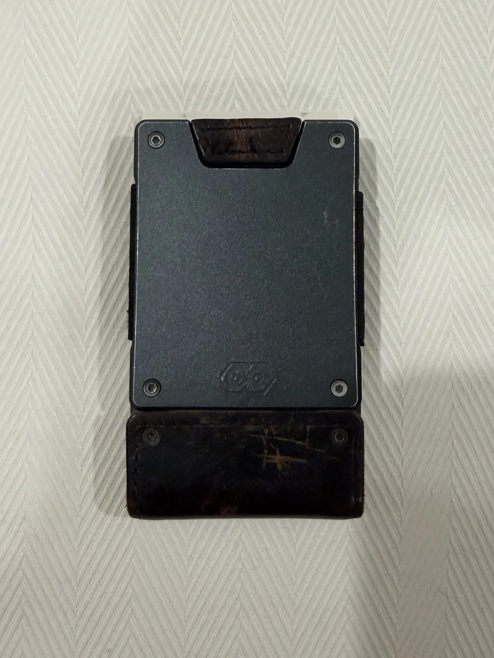 Proof Wallet - Minimalist Metal Wallet with Brown Leather Accent